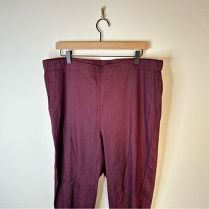 J. Jill Burgundy Linen Blend Relaxed Fit Trousers size XLT